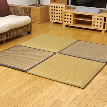 ユニット畳『タイド』 ベージュ2枚ブラウン2枚 82cm×82cm×2.3cm